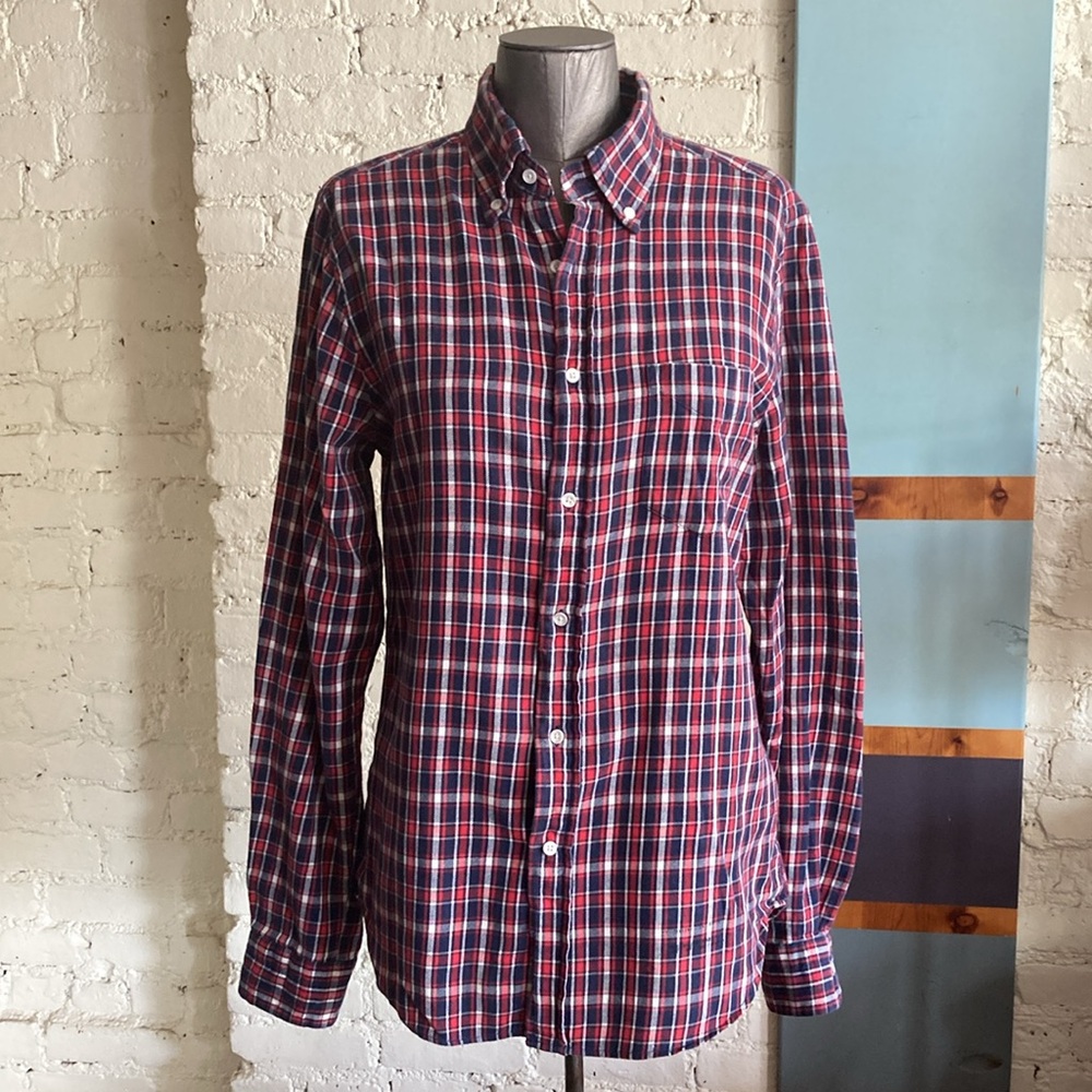 Gant Rugger New Haven plaid cotton flannel button down shirt size Medium